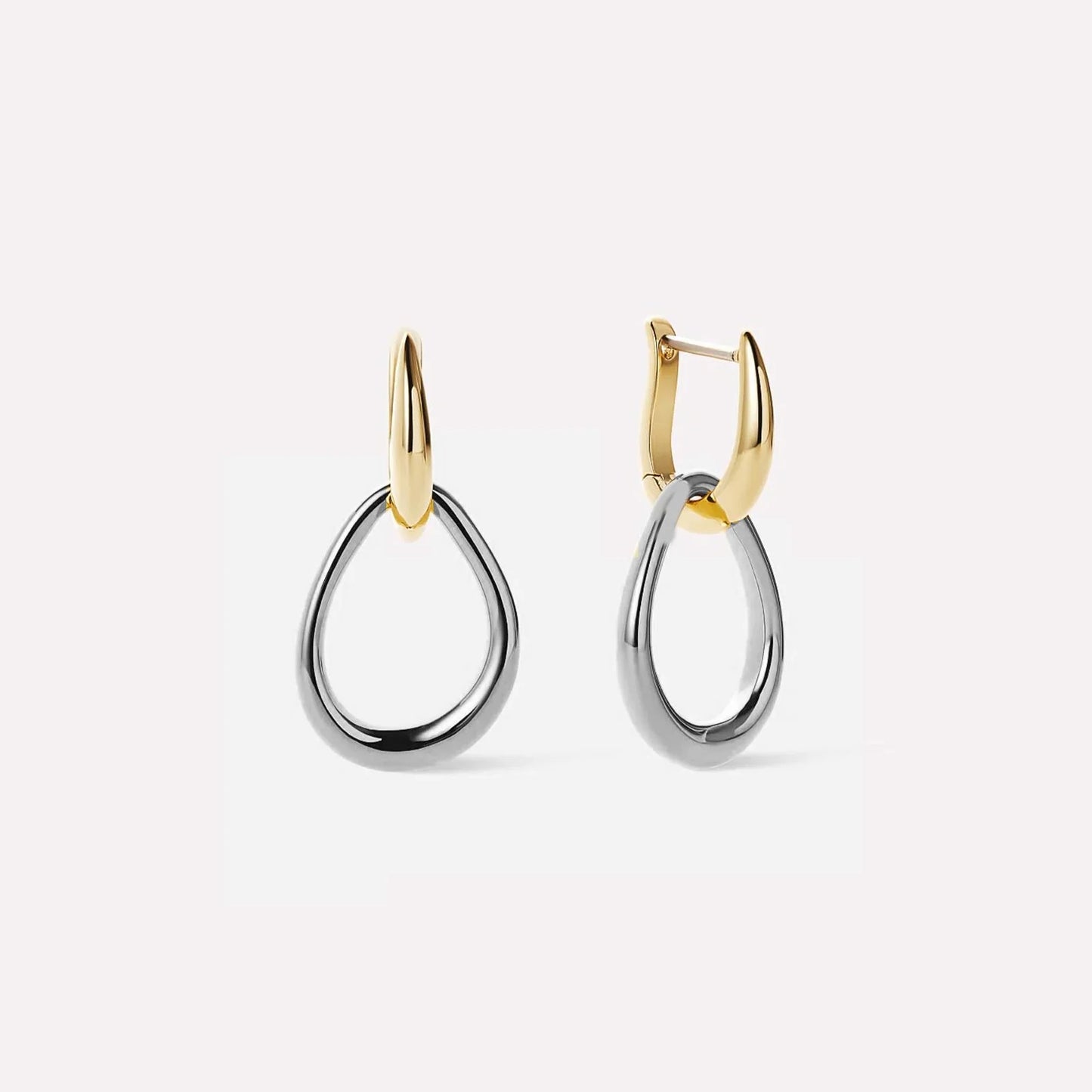 Sterling Silver Gold Irregular Water Drop Hoop Earrings Women Jewelry