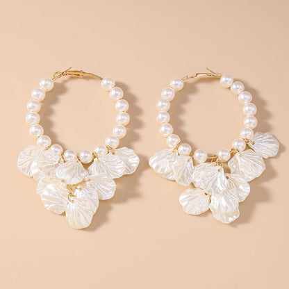 Fashion Summer Beach Pearl Shell Earrings for Women Girls Bohemia Hoop Earrings Party Holiday Jewelry Gifts