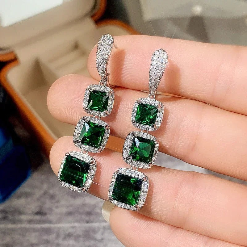 Elegant Cubic Zirconia Drop Earrings Women Anniversary Gift