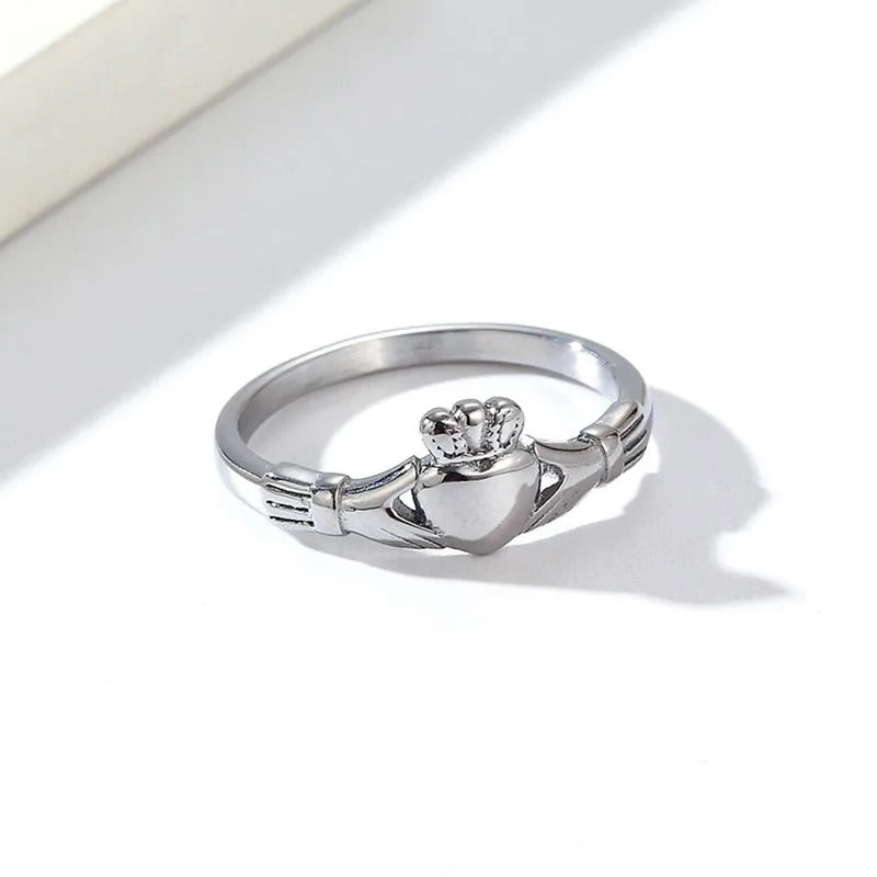 Stainless Steel Irish Claddagh Ring Heart Crown Wedding Band