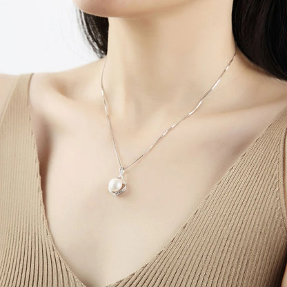 Black Pearl Pendant Necklace Women’s 925 Silver Jewelry