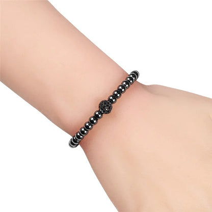Gold Micro Pave CZ Ball Braided Bracelet Adjustable Women Jewelry