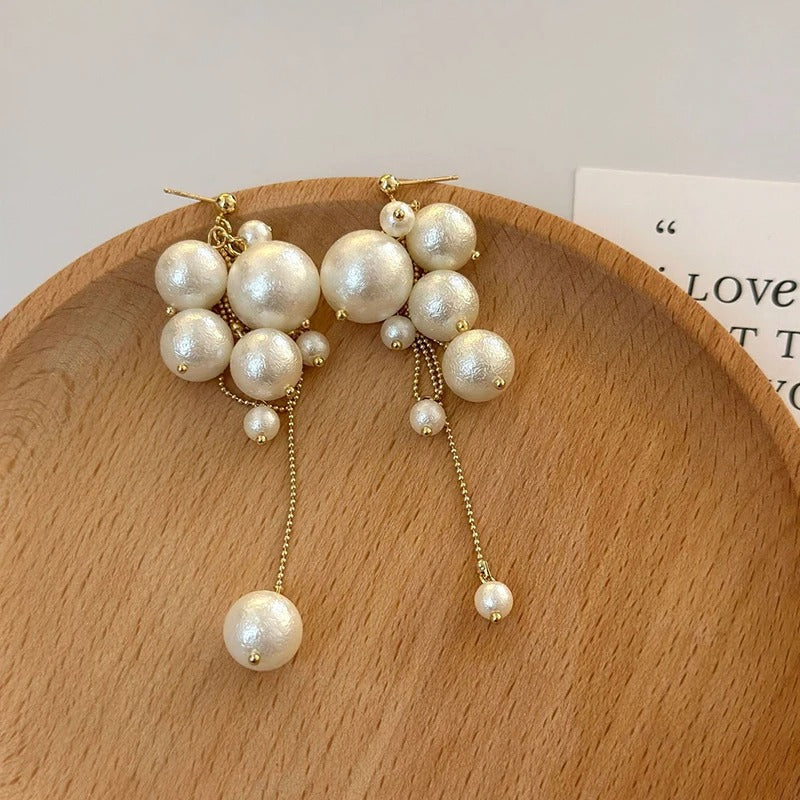 Elegant Pearl Long Tassel Earrings Women Fashion Jewelry