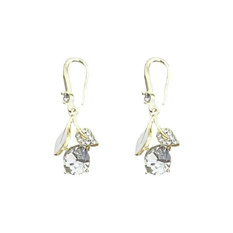Enamel Oil Leaf Flower Drop Earrings Women Party Jewelry
