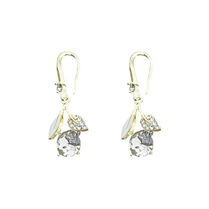 Enamel Oil Leaf Flower Drop Earrings Women Party Jewelry