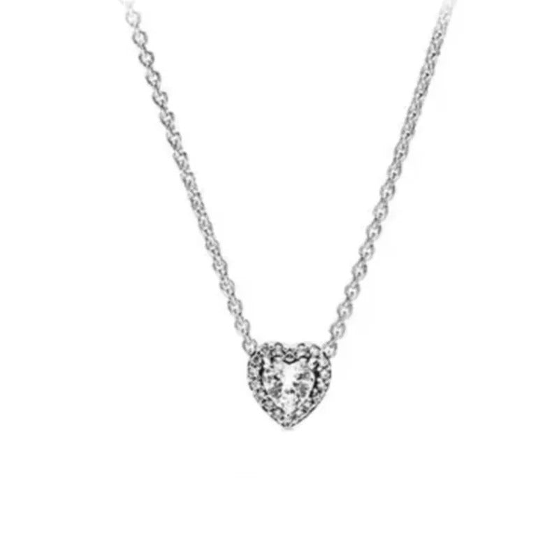 Pandora Sparkling Heart Halo Stud Earrings & Pendant Necklace Set - 45cm
