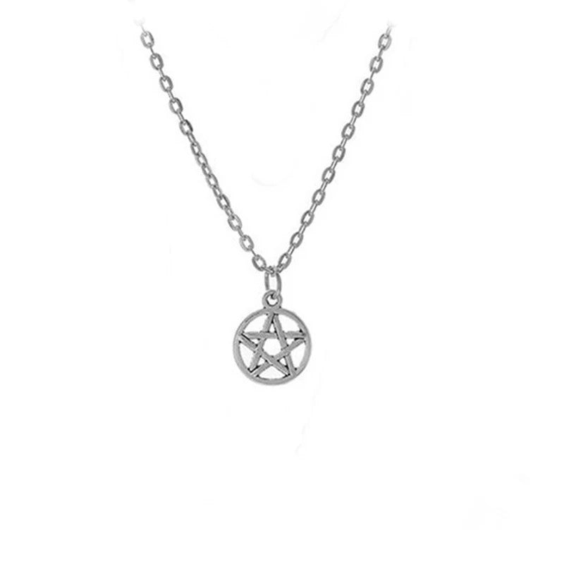 Fashion Pentagram Star Chakra Stones Pendant Necklace for Women Supernatural Vintage Jewelry Witchcraft Choker