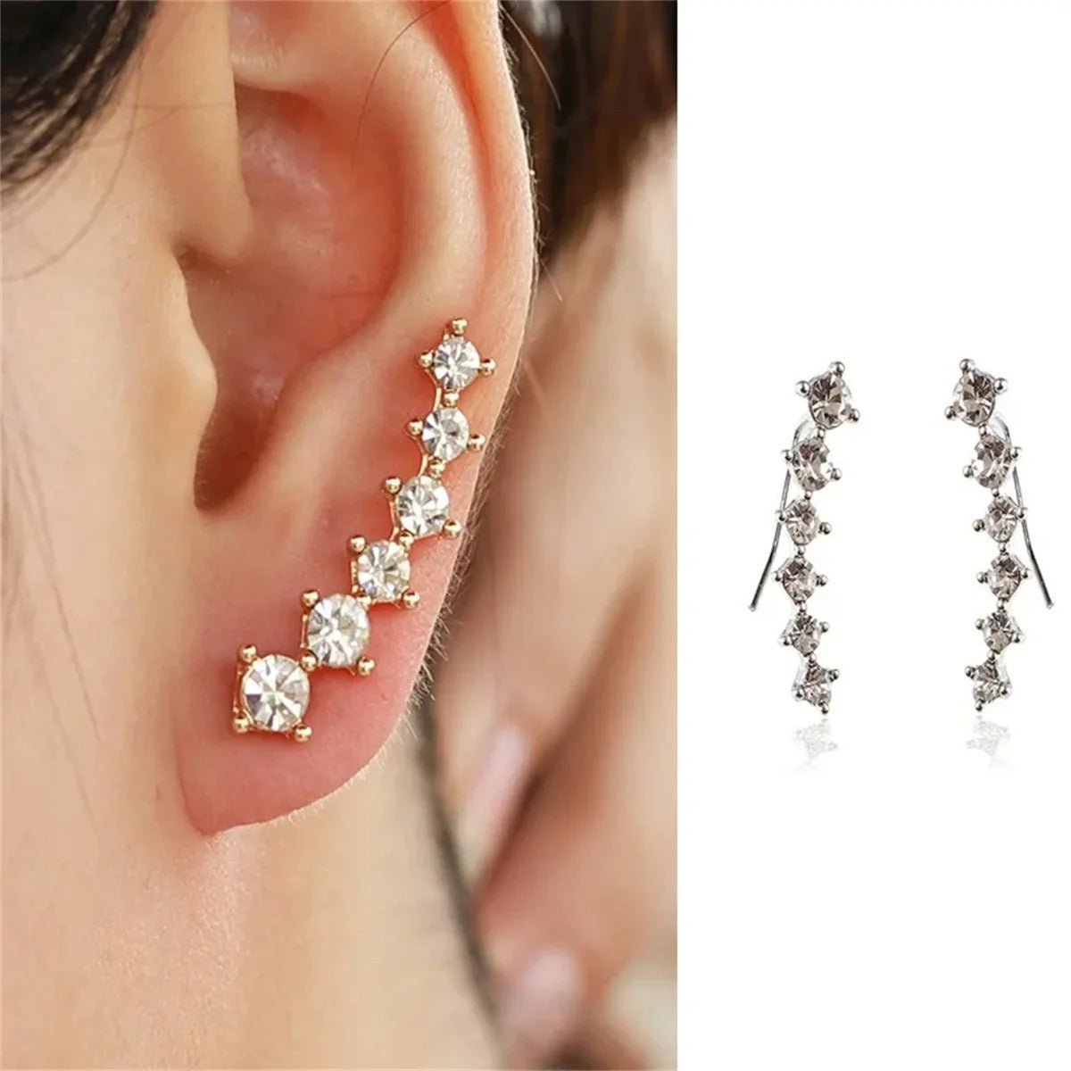 1PC Fashion Gold Color Rhinestone Ear Clip Earring for Women and Girls