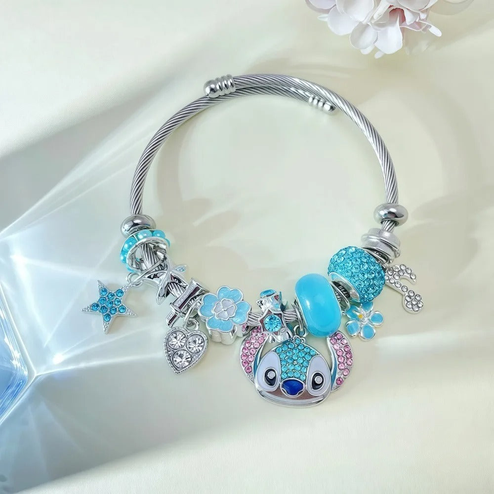 Cartoon Rhinestone Necklace And Bracelet Set Cute Fashion Jewelry for Women And Girls Ideal Gift for Fans Birthday