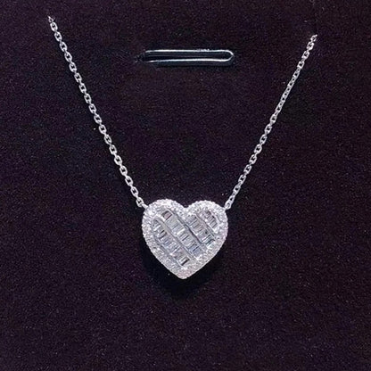 White Cubic Zirconia Love Necklace Women Luxury Silver Plated Romantic Female Wedding Pendant Necklace Fashion Jewelry