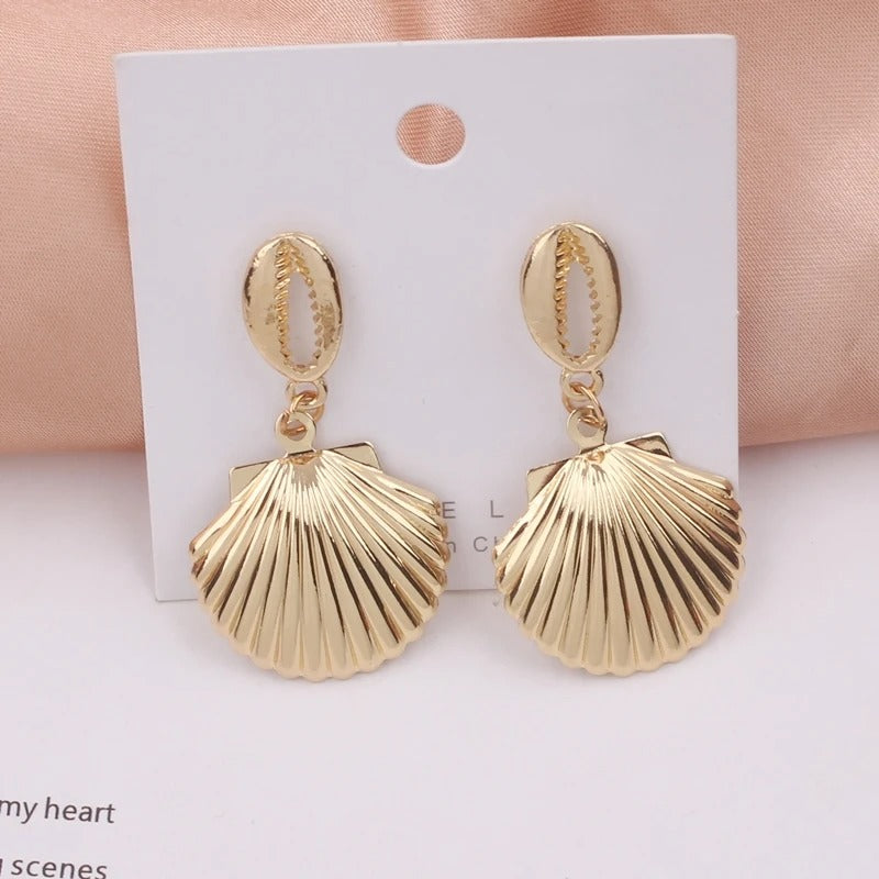 Natural Shell Conch Drop Earrings For Women Beach Small Gold Color Wedding Jewelry Gift