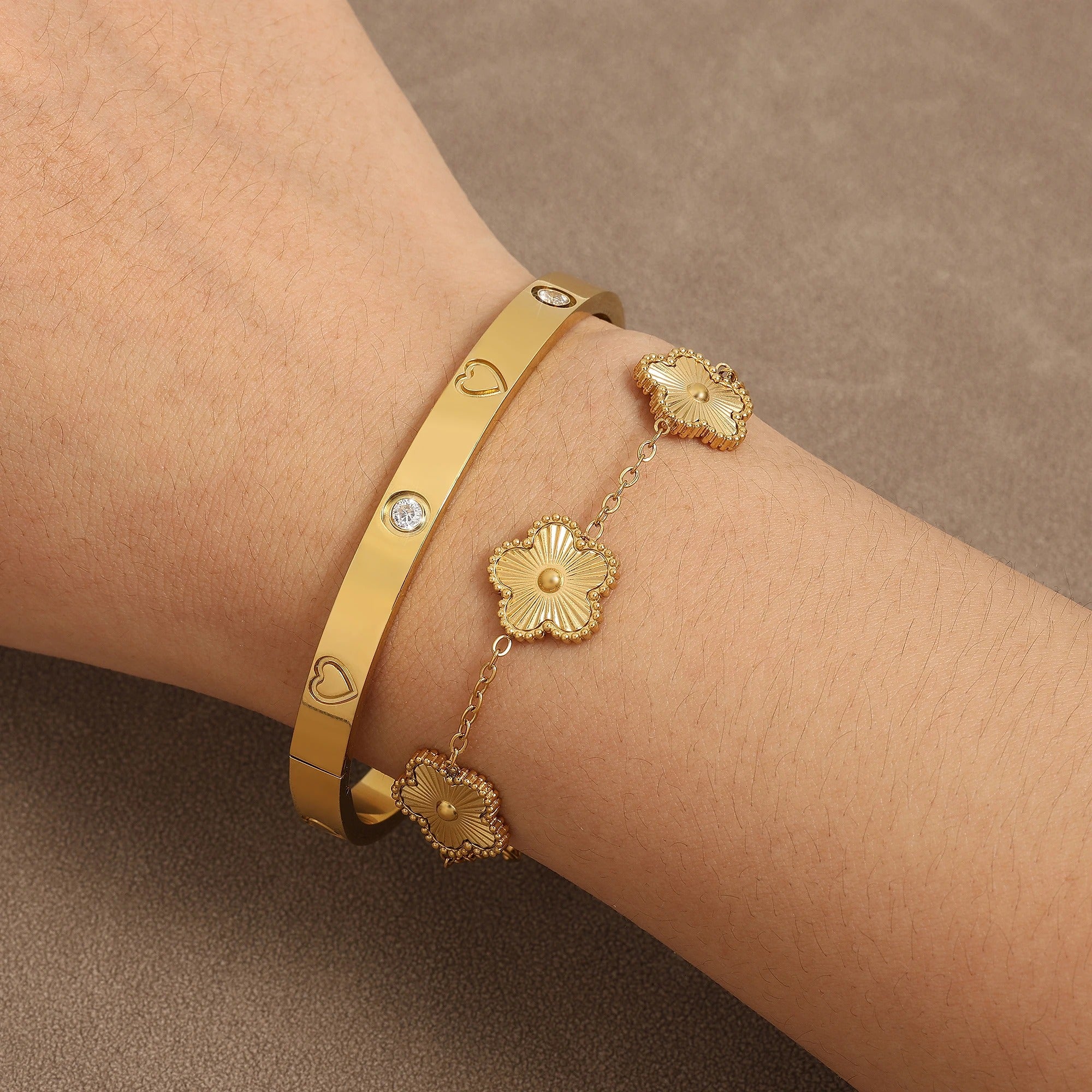2 Pieces Stainless Steel Bangle Bracelet Shiny Zircon Nail Series Waterproof Bracelet Exquisite Birthday Gift Jewelry