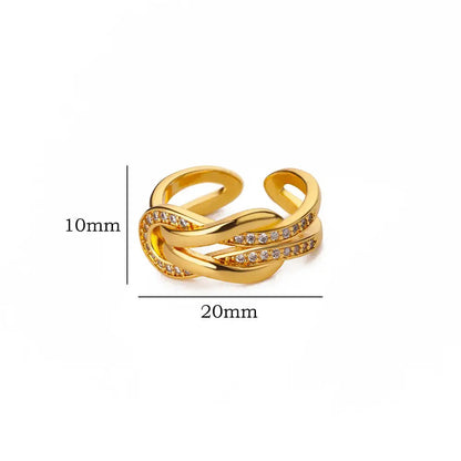 Gold Infinity Zircon Ring Adjustable Stainless Steel Wedding Jewelry for Women