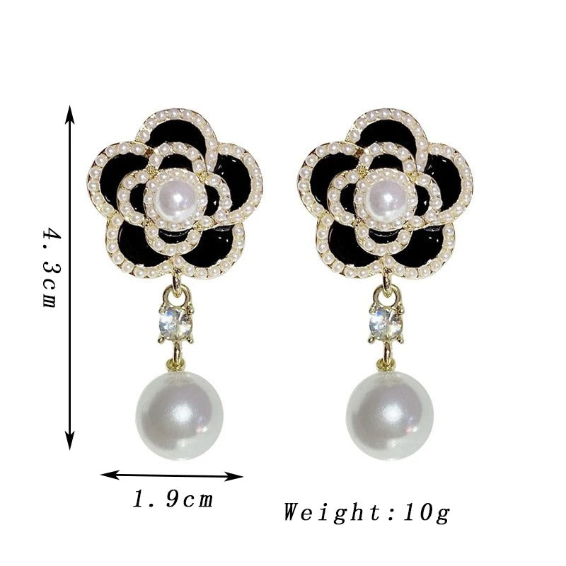 Mini Beads Flower Drop Earrings Women Pearl Dangle Jewelry