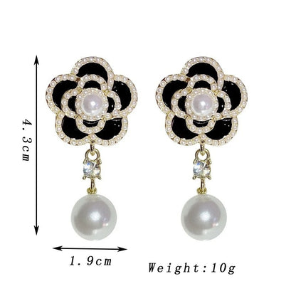 Mini Beads Flower Drop Earrings Women Pearl Dangle Jewelry