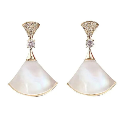 Trendy Fan Shaped Earrings Women Lightweight Elegant Luxury Jewelry