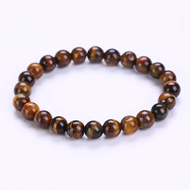 Natural Stone Beads Bracelets Lucky Charm 8mm Black Stone Bracelets for Men Women