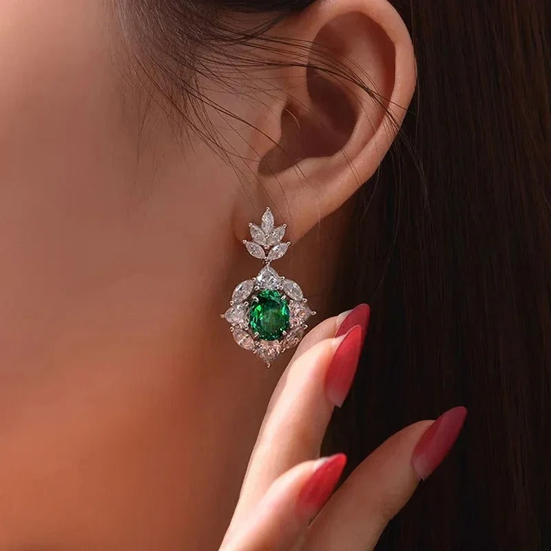 Green Cubic Zirconia Drop Earrings for Women