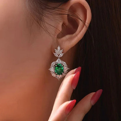Green Cubic Zirconia Drop Earrings for Women
