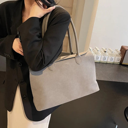 Women’s Business Faux Suede Briefcase Tote Large Capacity Handbag