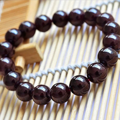 Natural Garnet Stone Bracelet Men & Women Wine Red Bead Jewelry