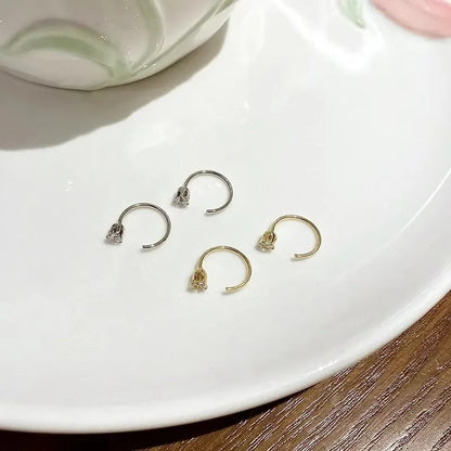 Exquisite Round Zircon Earrings for Women Men, Simple Silver Color Mini Square Heart Ear Bone Piercing Jewelry Gift