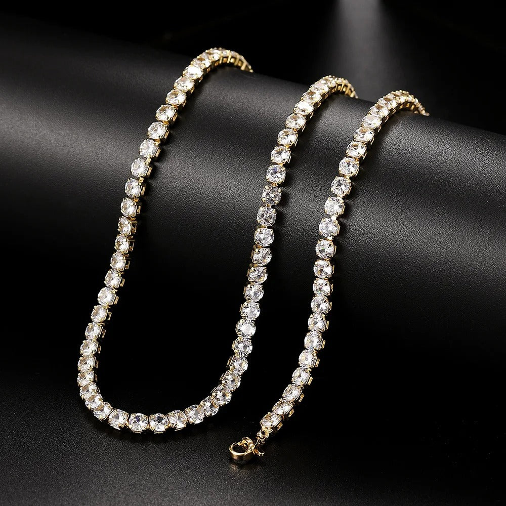 Simple Iced Out CZ Tennis Choker Necklace Women Men Hip Hop Jewelry