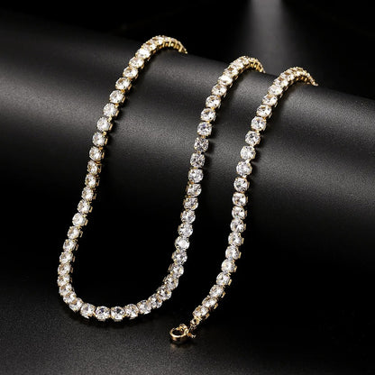 Simple Iced Out CZ Tennis Choker Necklace Women Men Hip Hop Jewelry