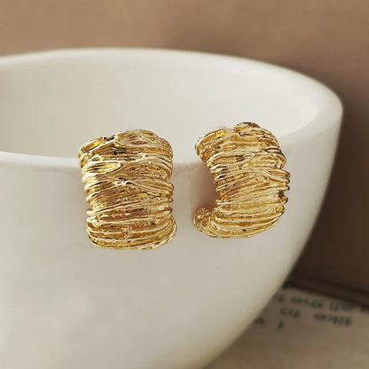 Metal C Shape Drop Earrings for Women Geometric Vintage Dangle Jewelry