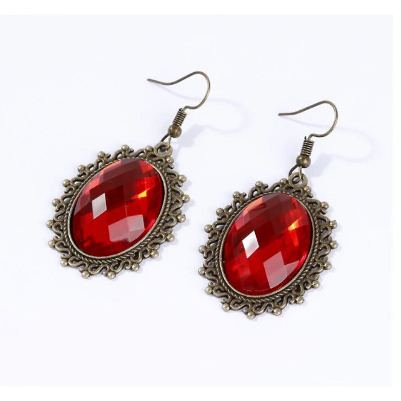 Vintage Big Gemstone Dangle Earrings for Women Punk Luxury Jewelry Gift