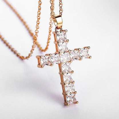 Silver Cross Necklace Women’s Geometric Pendant Jewelry