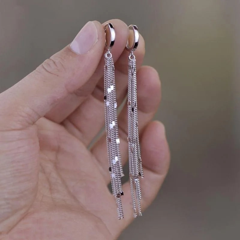 Trendy Gold Tassel Drop Earrings Geometric Jewelry Women