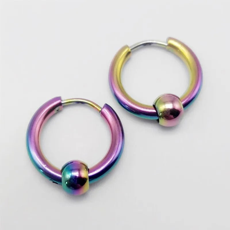 Round Circle Hinged Hoop Earrings Stainless Steel Anti-Allergic