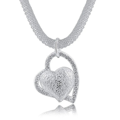 925 Silver Double Heart Pendant Women’s Jewelry
