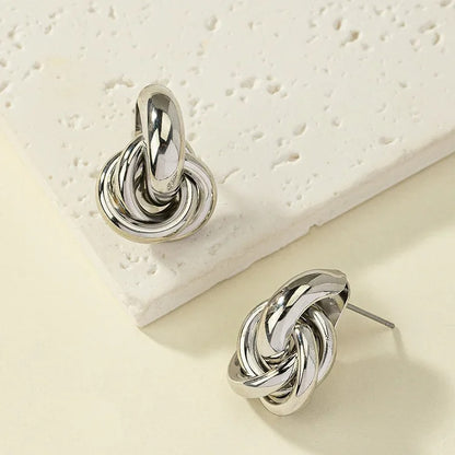 Gold & Silver Knot Hoop Earrings for Women Trendy Daily Jewelry