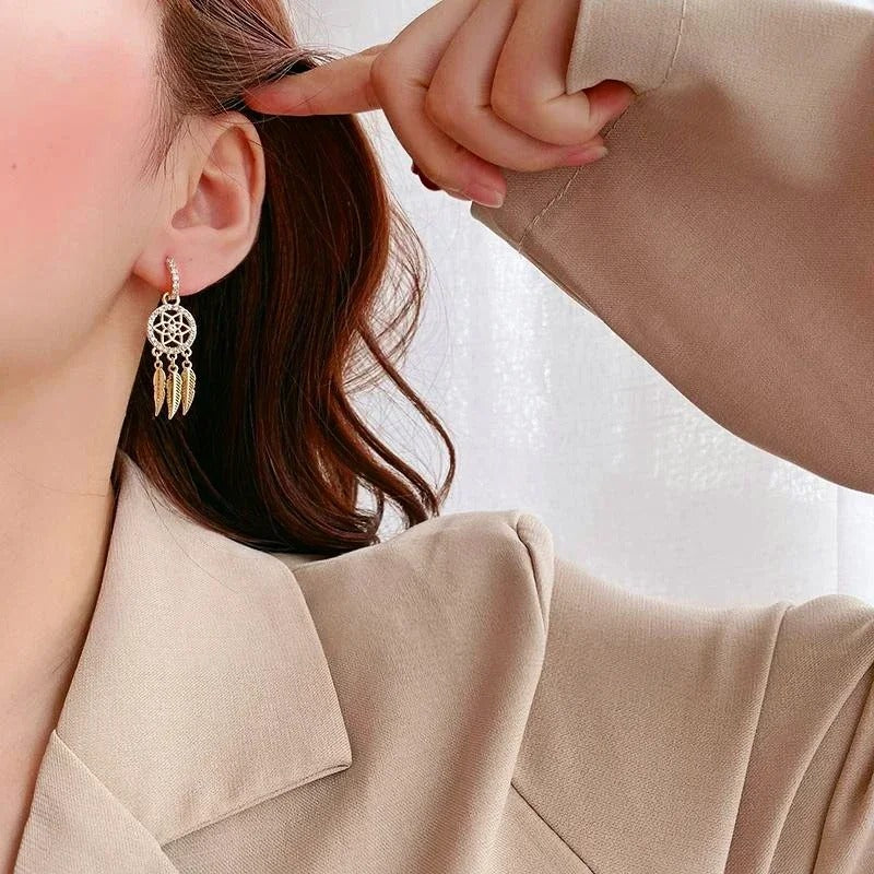 Bohemian Feather Drop Earrings Women Long Dangle Jewelry