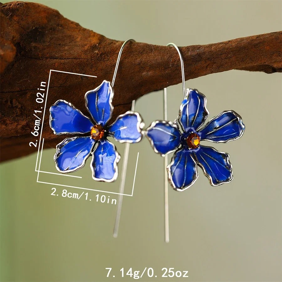Blue Oil Drop Long Hook Earrings for Women
