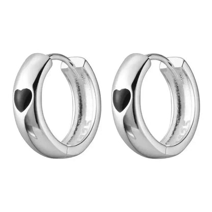 925 Sterling Silver Heart Hoop Earrings Women Simple Elegant Jewelry