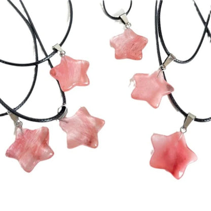 Pentagram Star Crystal Pendant Necklace Sacred Healing Gemstone Natural Stone Pendant for Women Girls Necklace Crystal Healing
