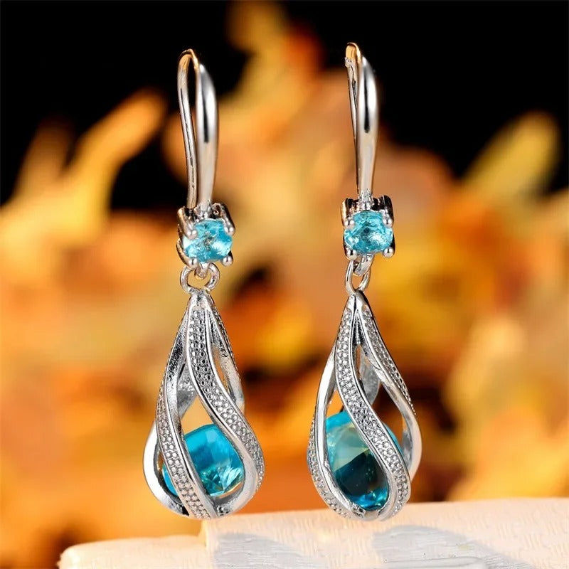 Cubic Zirconia Hook Clip Earrings Lantern Design Women Jewelry