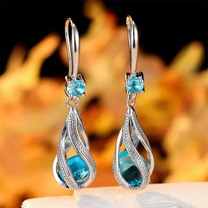 Cubic Zirconia Hook Clip Earrings Lantern Design Women Jewelry