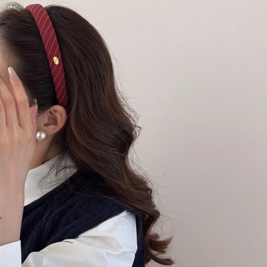 Preppy Striped Headbands with Gold Accents Cute Daily Wear Hairbands for Teens & Women