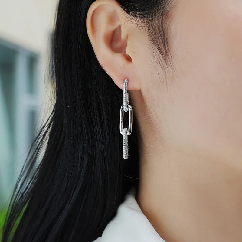 Simple Charm U-Shaped Earrings Sterling Silver Women Jewelry