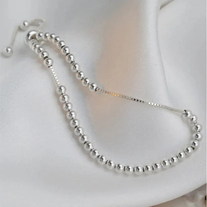 925 Sterling Silver Beaded Bracelet Adjustable Handmade Jewelry