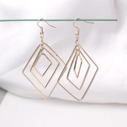 Simple Metal Drop Earrings Geometric Design Trendy Jewelry