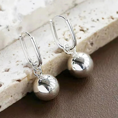 Silver Drop Earrings for Women Geometric Ball Party Jewelry