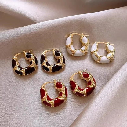 Stainless Steel Hoop Earrings for Women Girls Trendy Enamel Jewelry Gift
