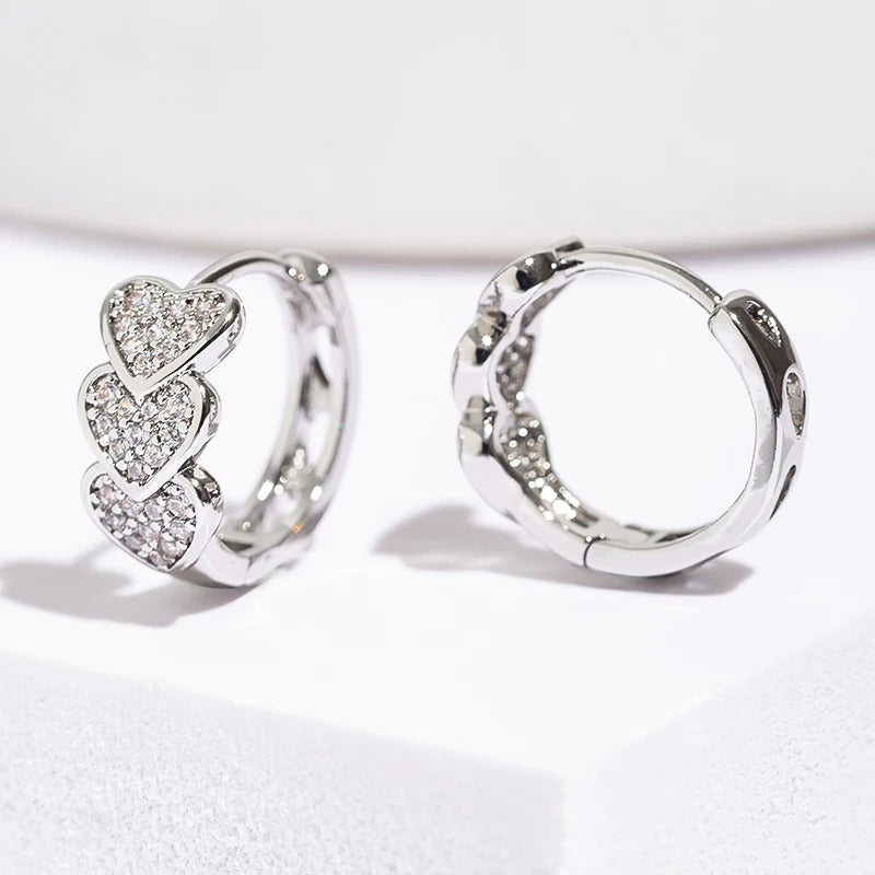 Gold Plated Zircon Heart Hoop Earrings for Women Trend