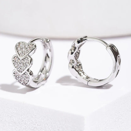 Gold Plated Zircon Heart Hoop Earrings for Women Trend