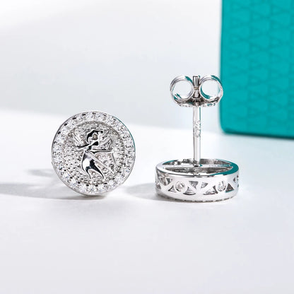 925 Silver Moissanite Stud Earrings Angel Design Unisex Jewelry